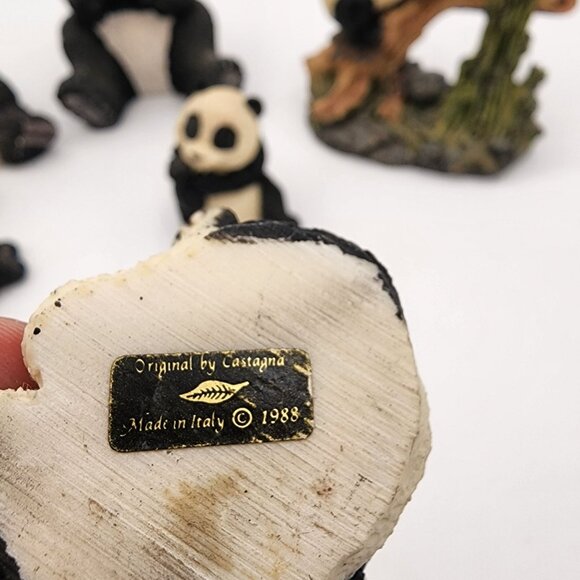 Adorable Assorted Panda Figurines Set 6 Pieces Hand-Painted Resin Collectibles - Picture 7 of 12